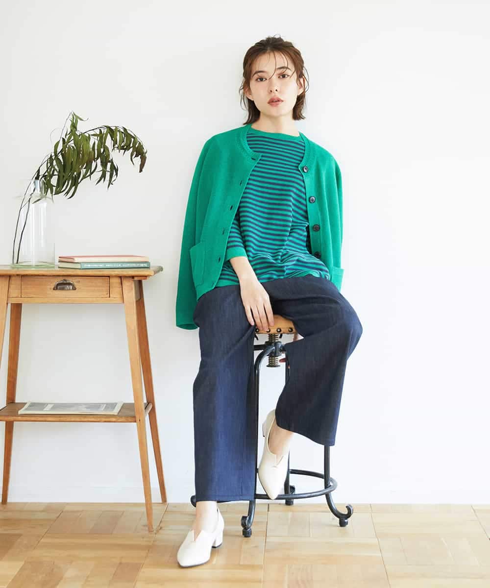 NHLGF85270 GIANNI LO GIUDICE(小さいサイズ)(メゾン ドゥ サンク) [セットアップ対応]デニムライクセミワイドパンツ ネイビー