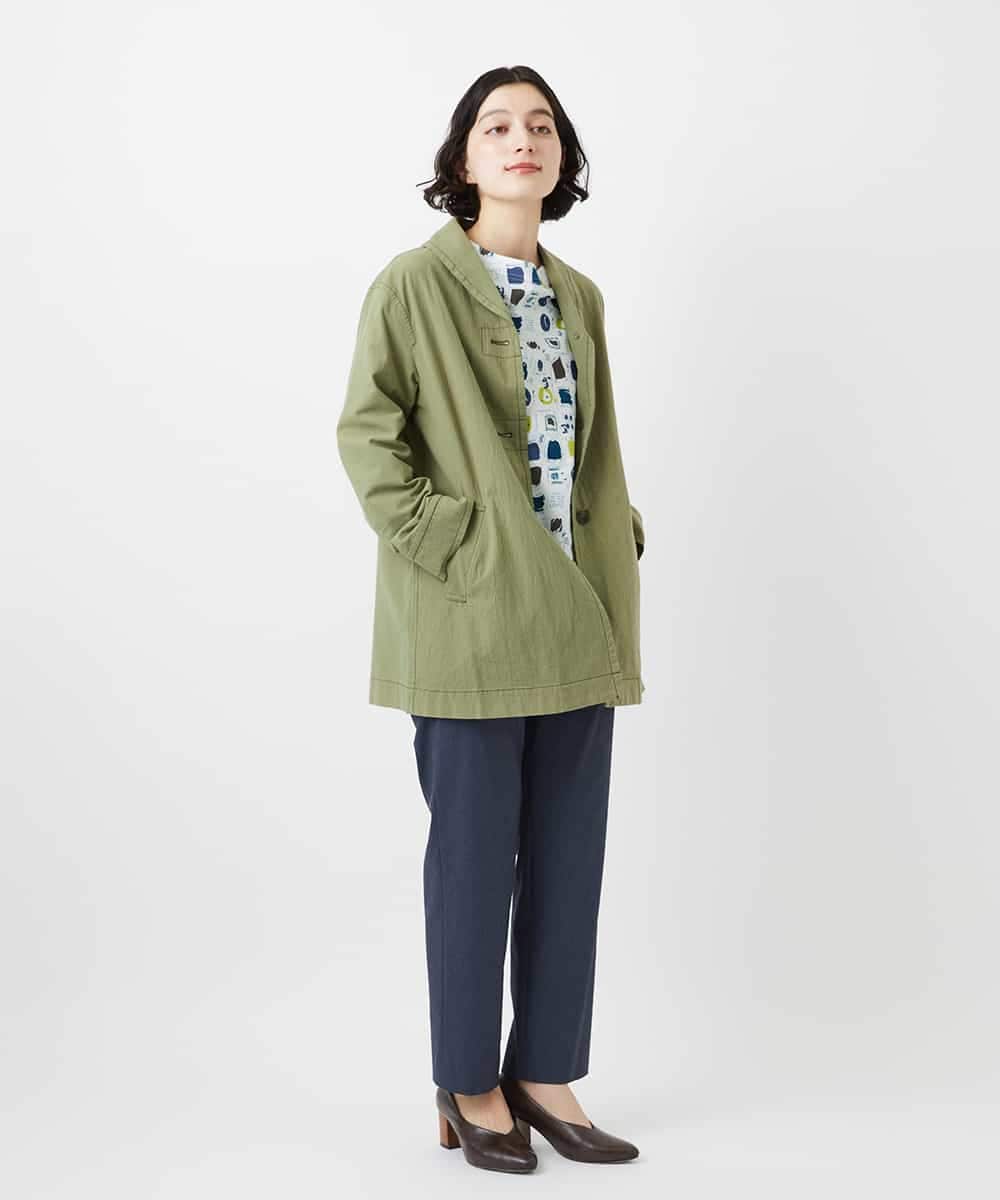 NHLGF87190 GIANNI LO GIUDICE(小さいサイズ)(メゾン ドゥ サンク) コットンリネンテーパードパンツ ネイビー