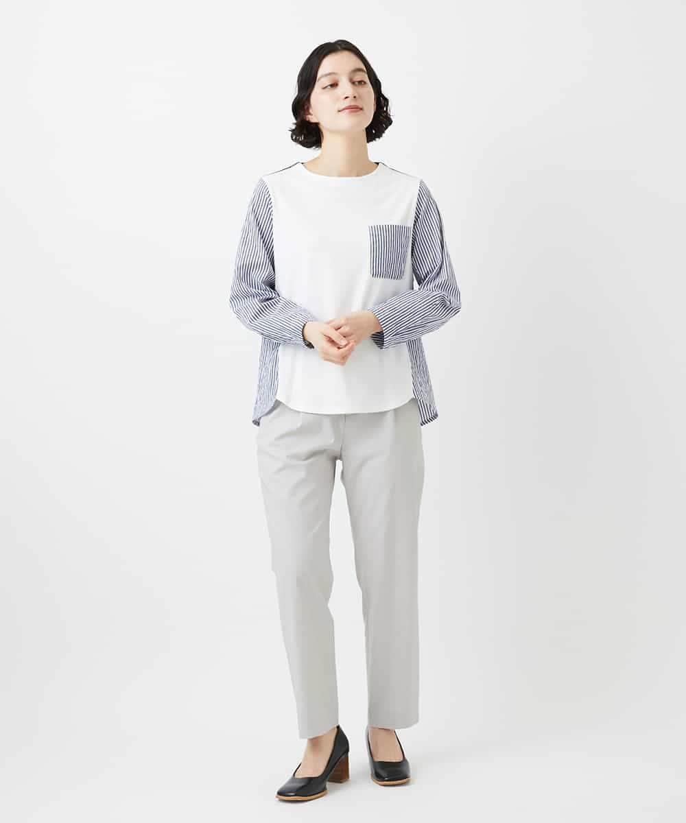 NHLGF87190 GIANNI LO GIUDICE(小さいサイズ)(メゾン ドゥ サンク) コットンリネンテーパードパンツ ネイビー