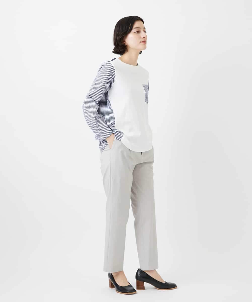 NHLGF87190 GIANNI LO GIUDICE(小さいサイズ)(メゾン ドゥ サンク) コットンリネンテーパードパンツ ネイビー