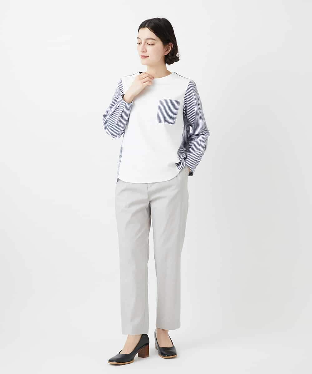 NHLGF87190 GIANNI LO GIUDICE(小さいサイズ)(メゾン ドゥ サンク) コットンリネンテーパードパンツ ネイビー