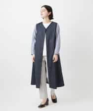 NHLGF87190 GIANNI LO GIUDICE(小さいサイズ)(メゾン ドゥ サンク) コットンリネンテーパードパンツ ネイビー