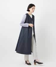 NHLGF87190 GIANNI LO GIUDICE(小さいサイズ)(メゾン ドゥ サンク) コットンリネンテーパードパンツ ネイビー