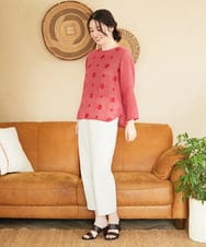 NHLGF89270 GIANNI LO GIUDICE(小さいサイズ)(メゾン ドゥ サンク) [日本製]リネンミックスシャンブレーストレッチパンツ オレンジ