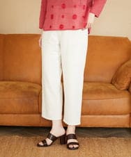 NHLGF89270 GIANNI LO GIUDICE(小さいサイズ)(メゾン ドゥ サンク) [日本製]リネンミックスシャンブレーストレッチパンツ アイボリー