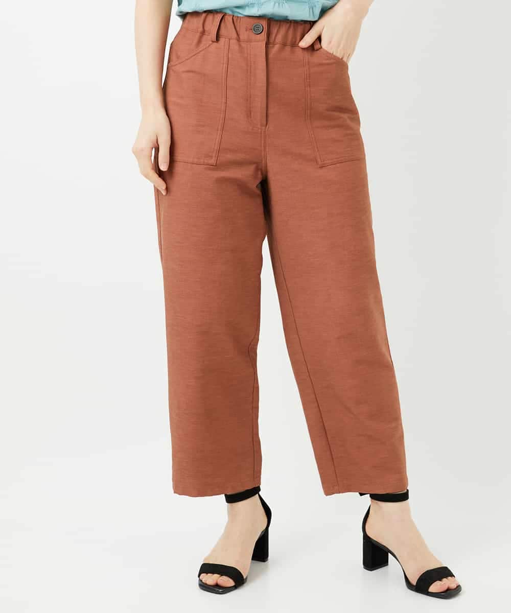 NHLGF89270 GIANNI LO GIUDICE(小さいサイズ)(メゾン ドゥ サンク) [日本製]リネンミックスシャンブレーストレッチパンツ オレンジ