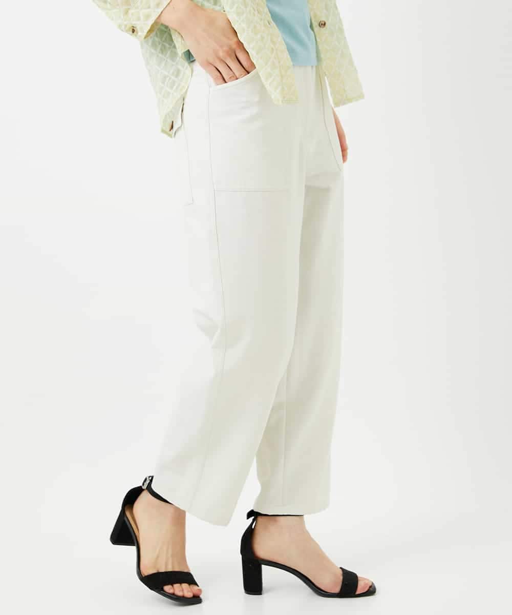 NHLGF89270 GIANNI LO GIUDICE(小さいサイズ)(メゾン ドゥ サンク) [日本製]リネンミックスシャンブレーストレッチパンツ オレンジ