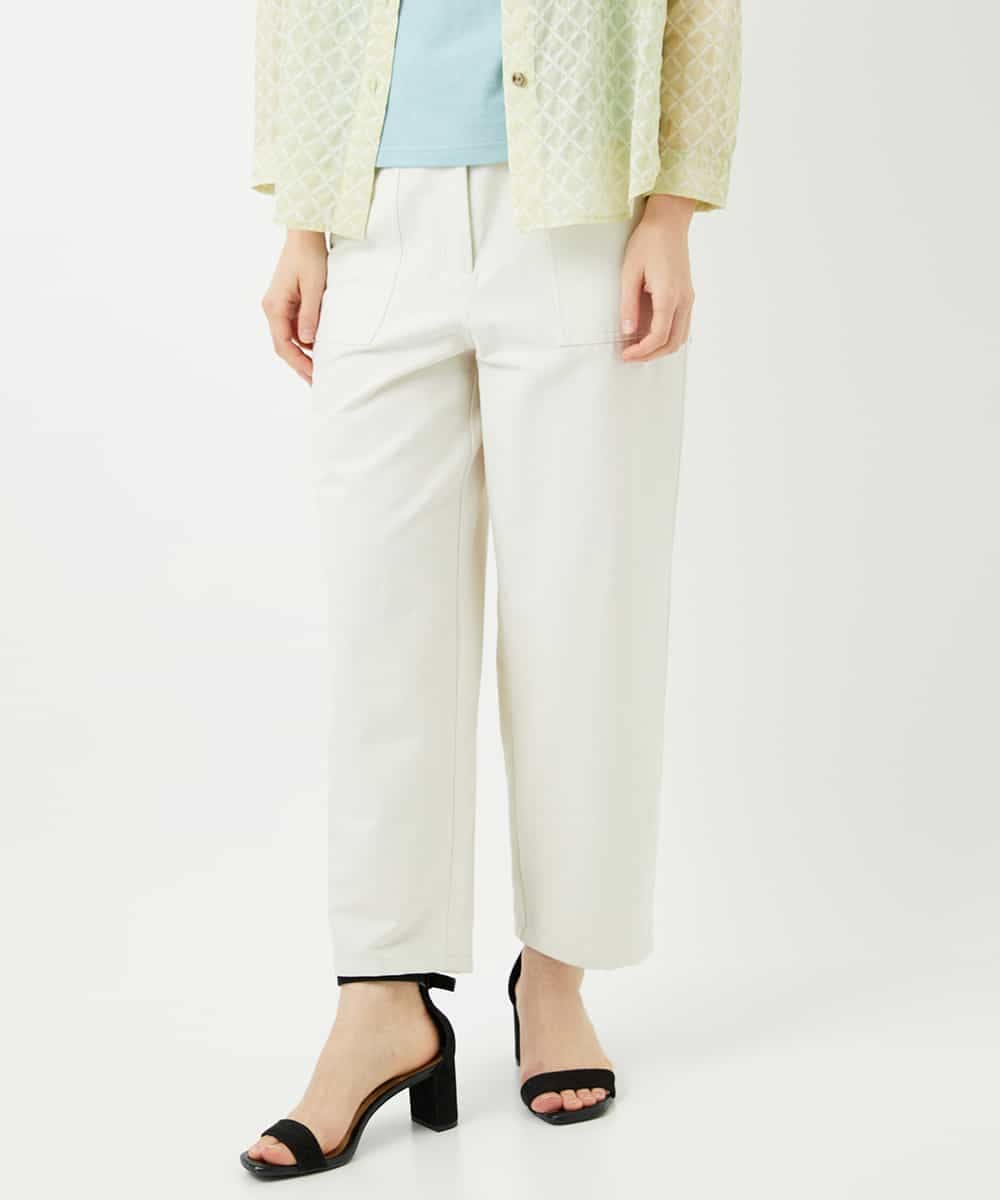 NHLGF89270 GIANNI LO GIUDICE(小さいサイズ)(メゾン ドゥ サンク) [日本製]リネンミックスシャンブレーストレッチパンツ オレンジ