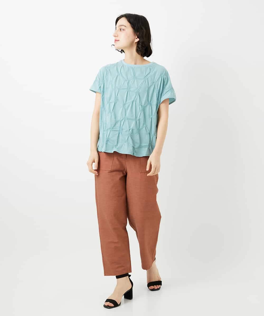 NHLGF89270 GIANNI LO GIUDICE(小さいサイズ)(メゾン ドゥ サンク) [日本製]リネンミックスシャンブレーストレッチパンツ オレンジ