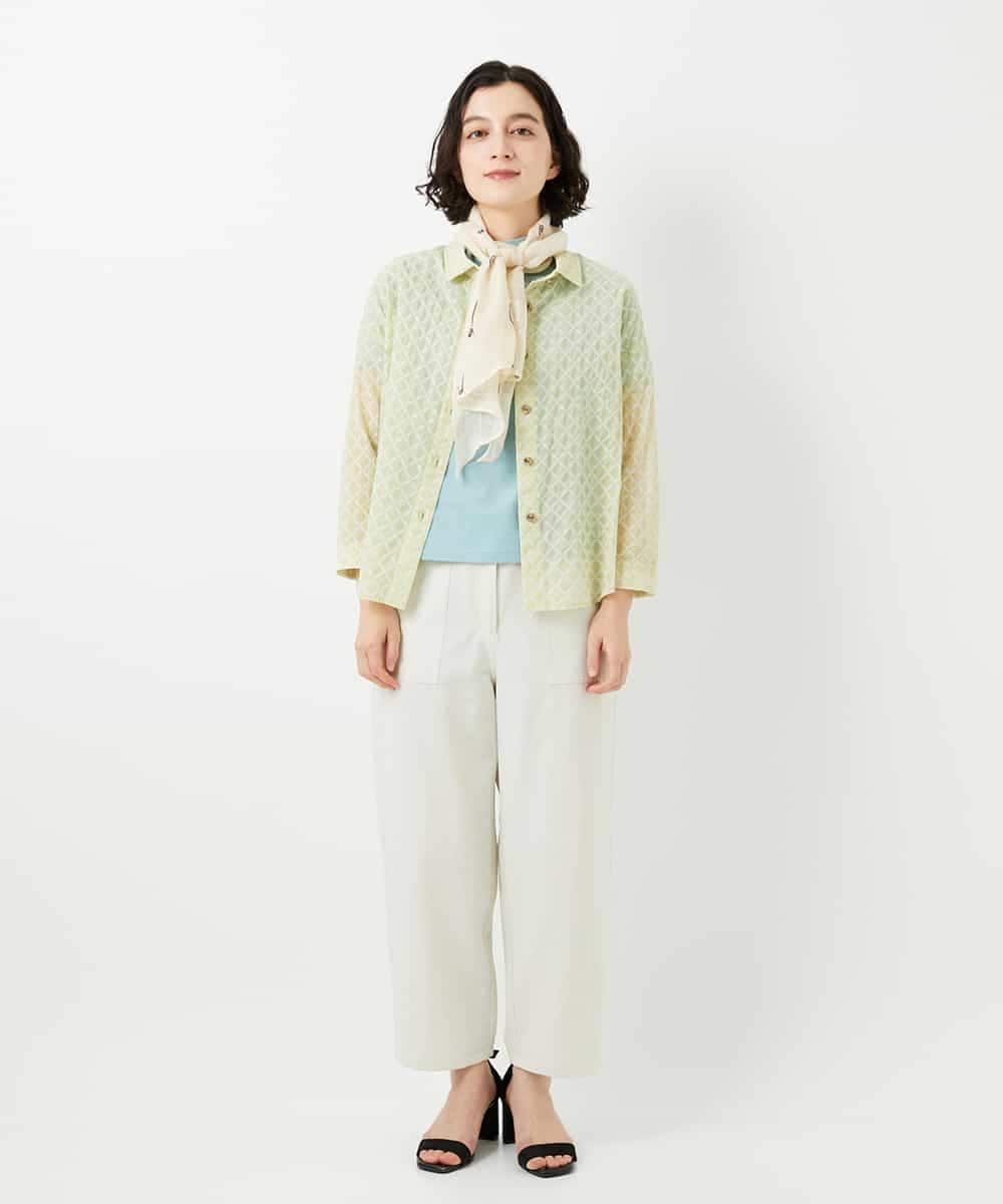 NHLGF89270 GIANNI LO GIUDICE(小さいサイズ)(メゾン ドゥ サンク) [日本製]リネンミックスシャンブレーストレッチパンツ オレンジ