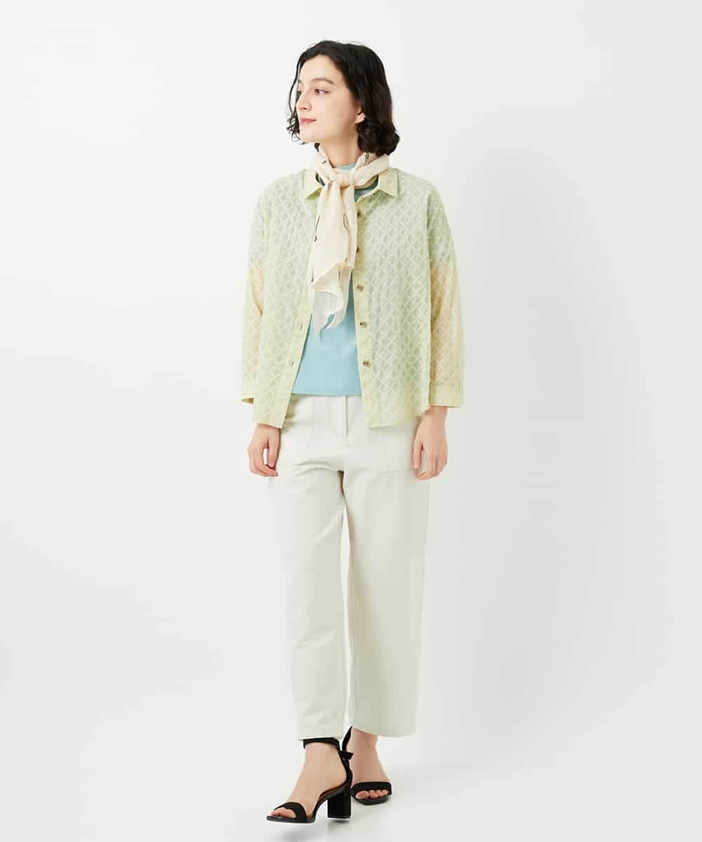 NHLGF89270 GIANNI LO GIUDICE(小さいサイズ)(メゾン ドゥ サンク) [日本製]リネンミックスシャンブレーストレッチパンツ オレンジ