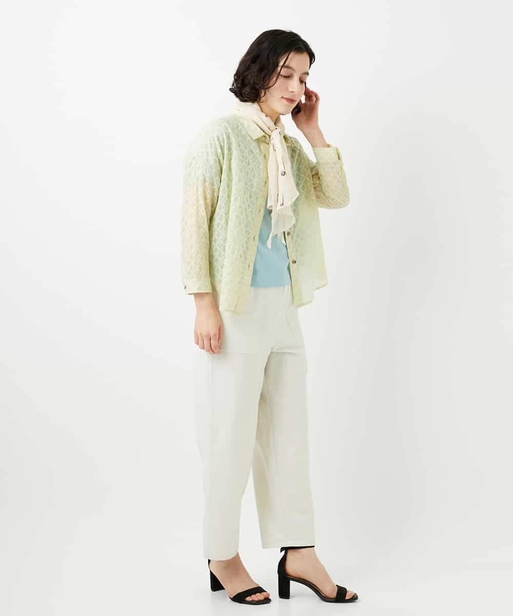 NHLGF89270 GIANNI LO GIUDICE(小さいサイズ)(メゾン ドゥ サンク) [日本製]リネンミックスシャンブレーストレッチパンツ オレンジ