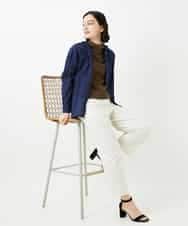 NHLGF89270 GIANNI LO GIUDICE(小さいサイズ)(メゾン ドゥ サンク) [日本製]リネンミックスシャンブレーストレッチパンツ オレンジ