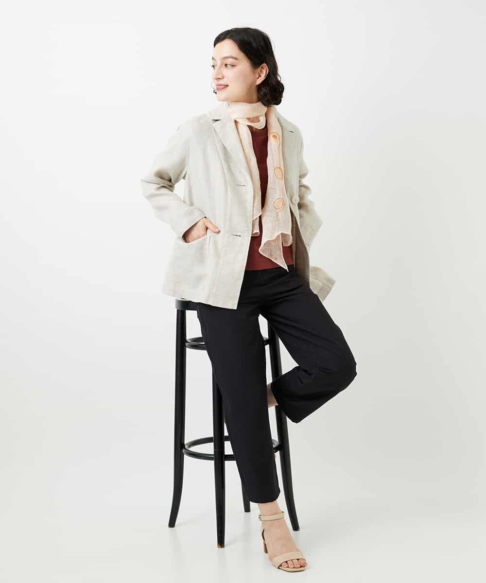 NHLGF89270 GIANNI LO GIUDICE(小さいサイズ)(メゾン ドゥ サンク) [日本製]リネンミックスシャンブレーストレッチパンツ オレンジ