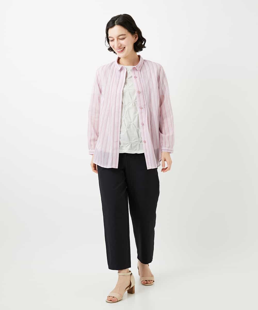 NHLGF89270 GIANNI LO GIUDICE(小さいサイズ)(メゾン ドゥ サンク) [日本製]リネンミックスシャンブレーストレッチパンツ オレンジ