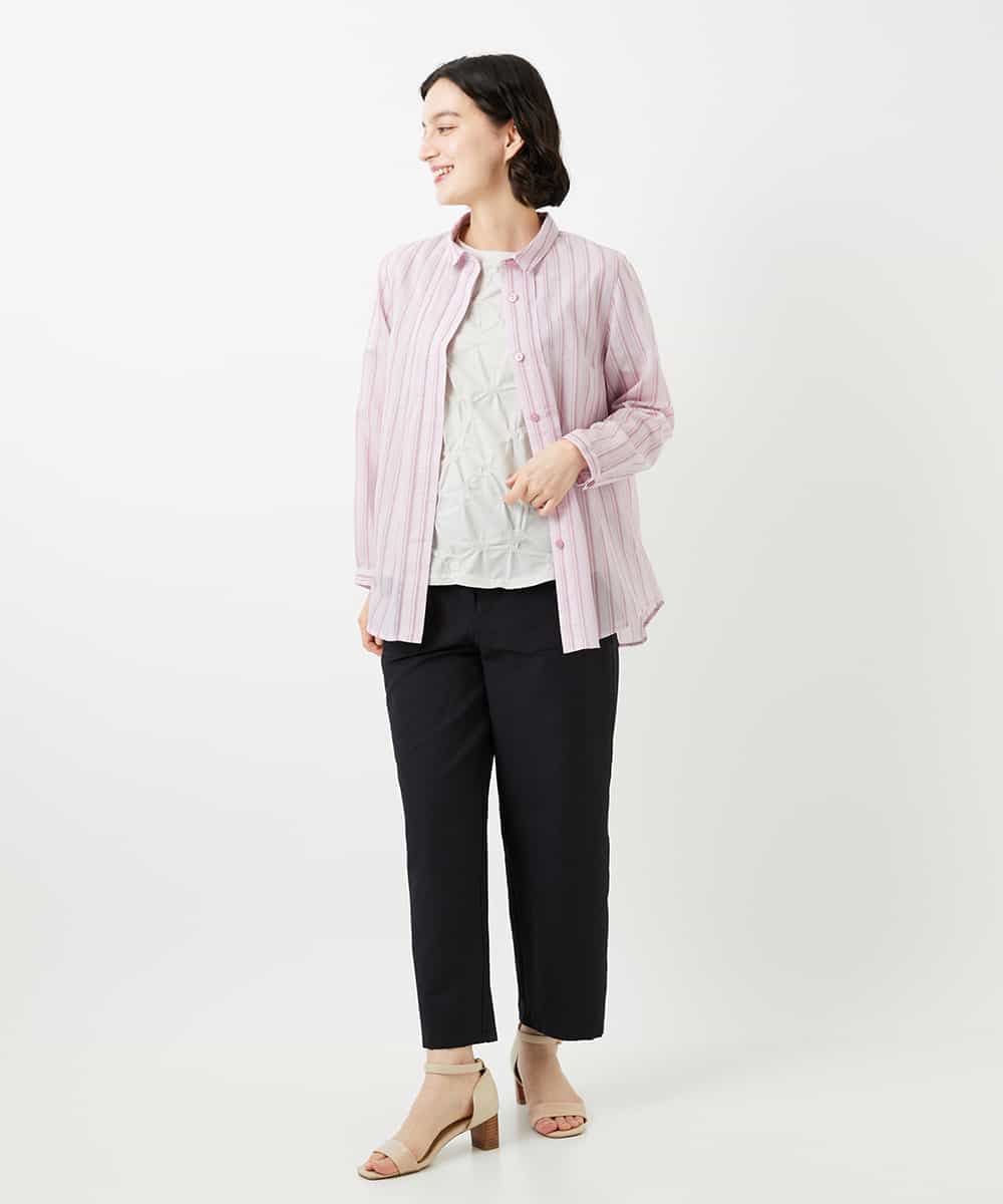 NHLGF89270 GIANNI LO GIUDICE(小さいサイズ)(メゾン ドゥ サンク) [日本製]リネンミックスシャンブレーストレッチパンツ オレンジ