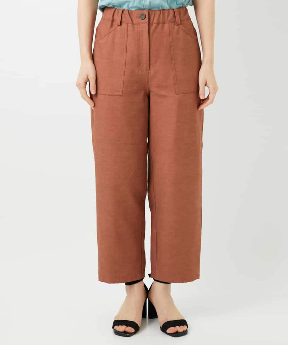 NHLGF89270 GIANNI LO GIUDICE(小さいサイズ)(メゾン ドゥ サンク) [日本製]リネンミックスシャンブレーストレッチパンツ オレンジ