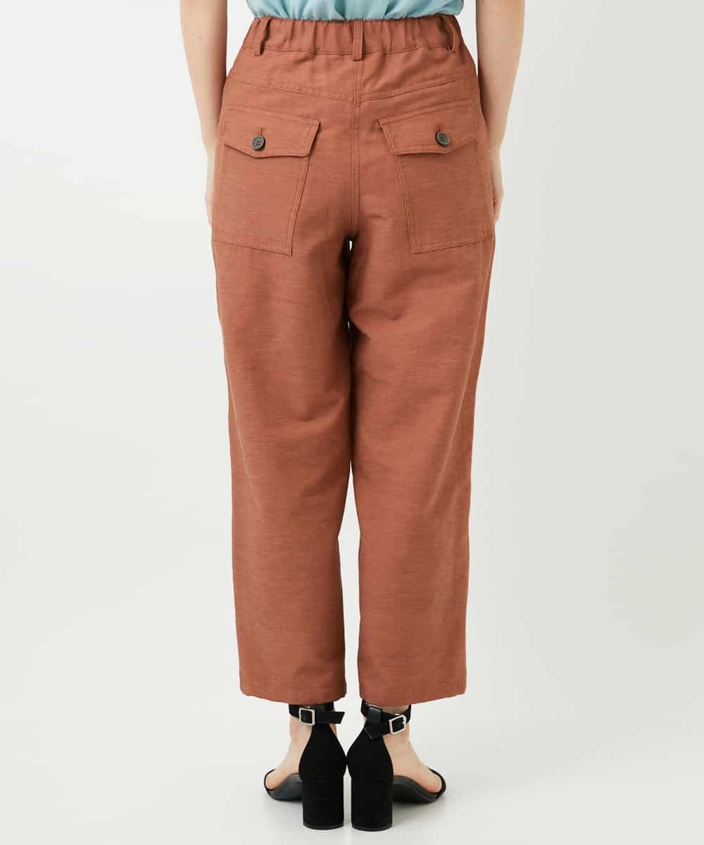 NHLGF89270 GIANNI LO GIUDICE(小さいサイズ)(メゾン ドゥ サンク) [日本製]リネンミックスシャンブレーストレッチパンツ オレンジ