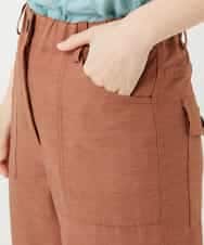 NHLGF89270 GIANNI LO GIUDICE(小さいサイズ)(メゾン ドゥ サンク) [日本製]リネンミックスシャンブレーストレッチパンツ オレンジ