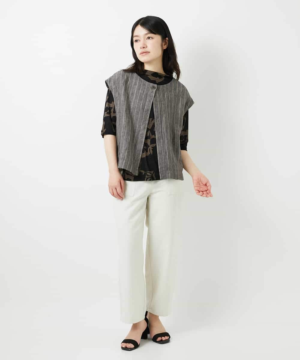 NHLGF89270 GIANNI LO GIUDICE(小さいサイズ)(メゾン ドゥ サンク) [日本製]リネンミックスシャンブレーストレッチパンツ オレンジ