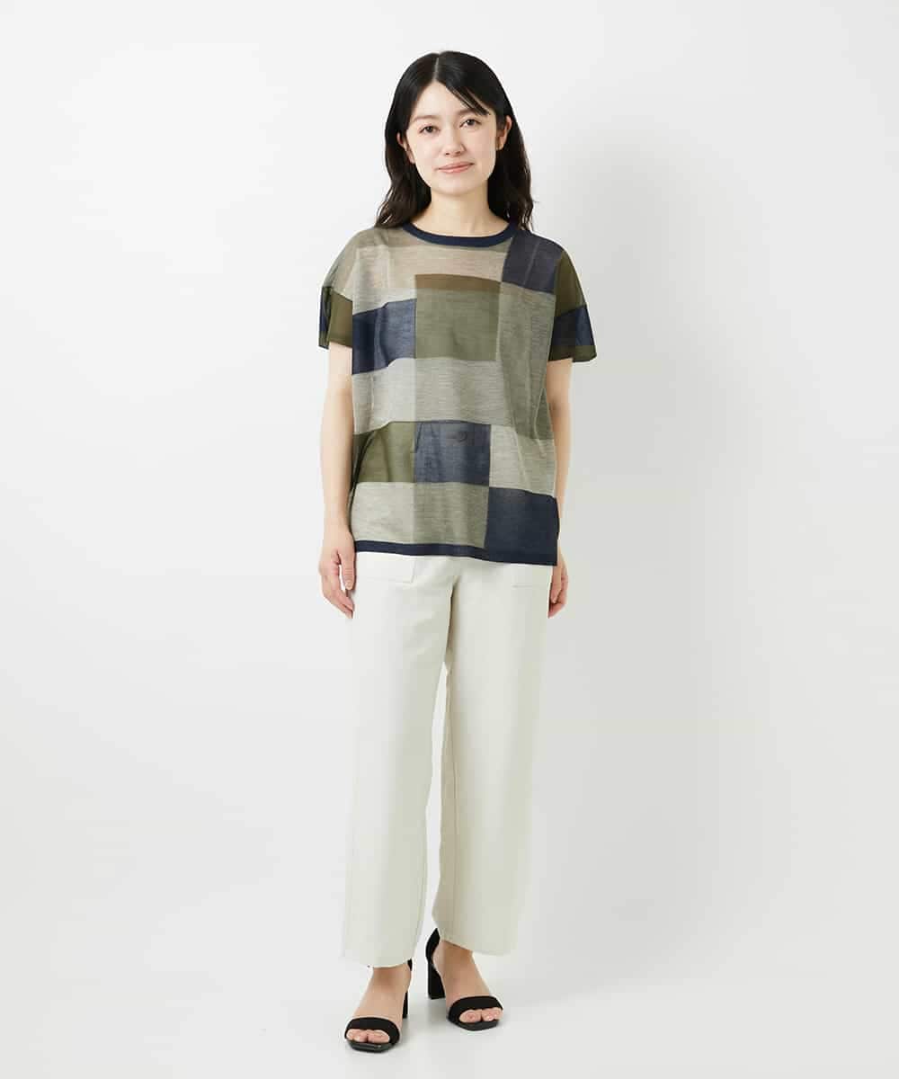 NHLGF89270 GIANNI LO GIUDICE(小さいサイズ)(メゾン ドゥ サンク) [日本製]リネンミックスシャンブレーストレッチパンツ オレンジ