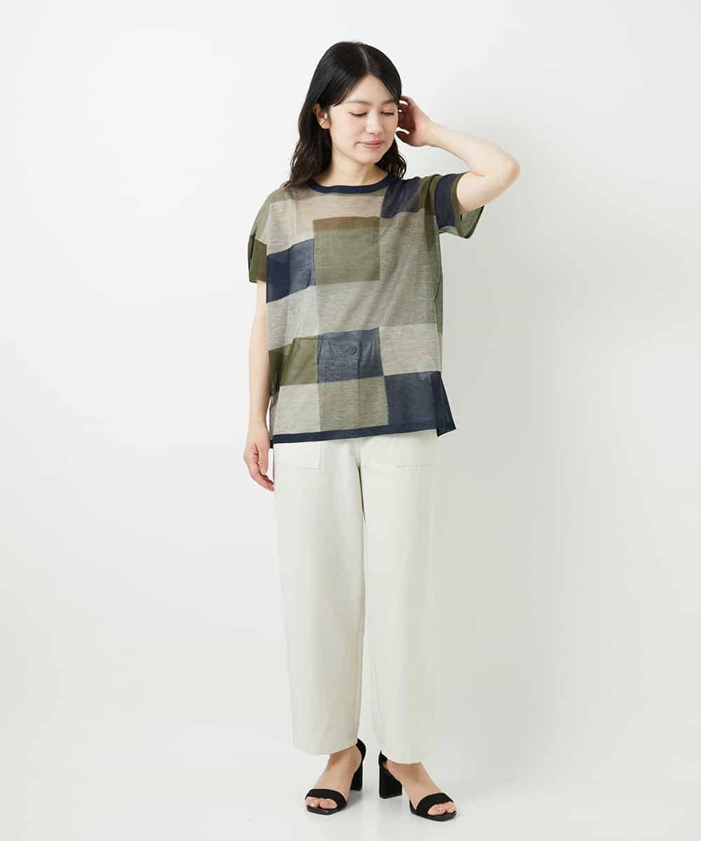 NHLGF89270 GIANNI LO GIUDICE(小さいサイズ)(メゾン ドゥ サンク) [日本製]リネンミックスシャンブレーストレッチパンツ オレンジ