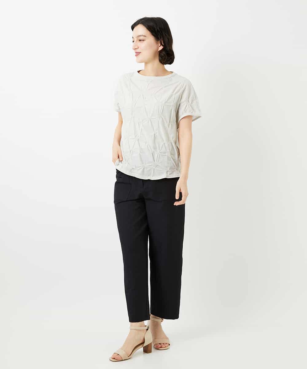 NHLGF89270 GIANNI LO GIUDICE(小さいサイズ)(メゾン ドゥ サンク) [日本製]リネンミックスシャンブレーストレッチパンツ オレンジ