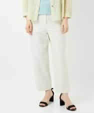 NHLGF89270 GIANNI LO GIUDICE(小さいサイズ)(メゾン ドゥ サンク) [日本製]リネンミックスシャンブレーストレッチパンツ アイボリー