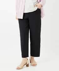 NHLGF89270 GIANNI LO GIUDICE(小さいサイズ)(メゾン ドゥ サンク) [日本製]リネンミックスシャンブレーストレッチパンツ ブラック