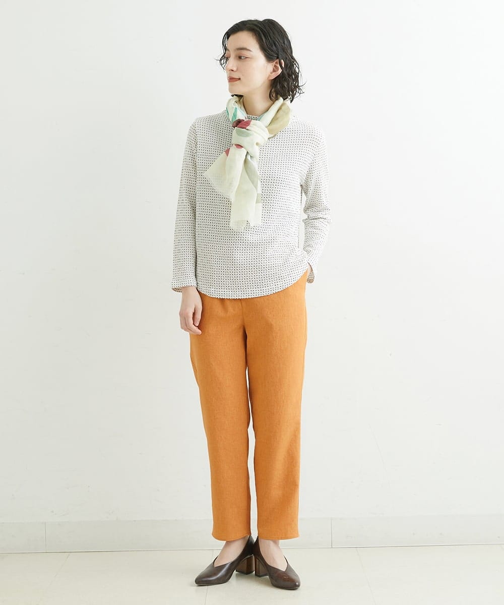 NHLGS01230 GIANNI LO GIUDICE(小さいサイズ)(メゾン ドゥ サンク) [日本製・多機能素材]麻調カルゼテーパードパンツ オレンジ