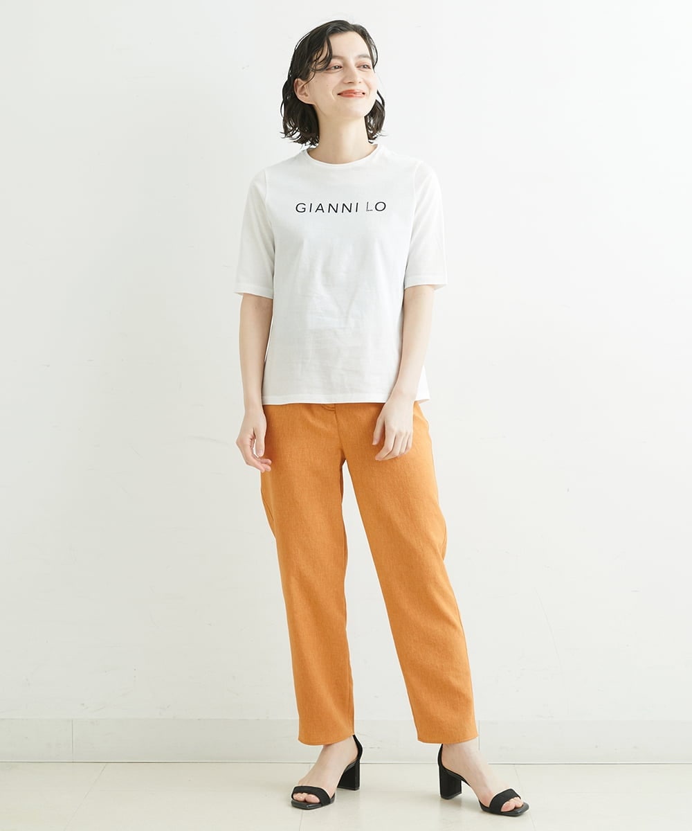 NHLGS01230 GIANNI LO GIUDICE(小さいサイズ)(メゾン ドゥ サンク) [日本製・多機能素材]麻調カルゼテーパードパンツ オレンジ