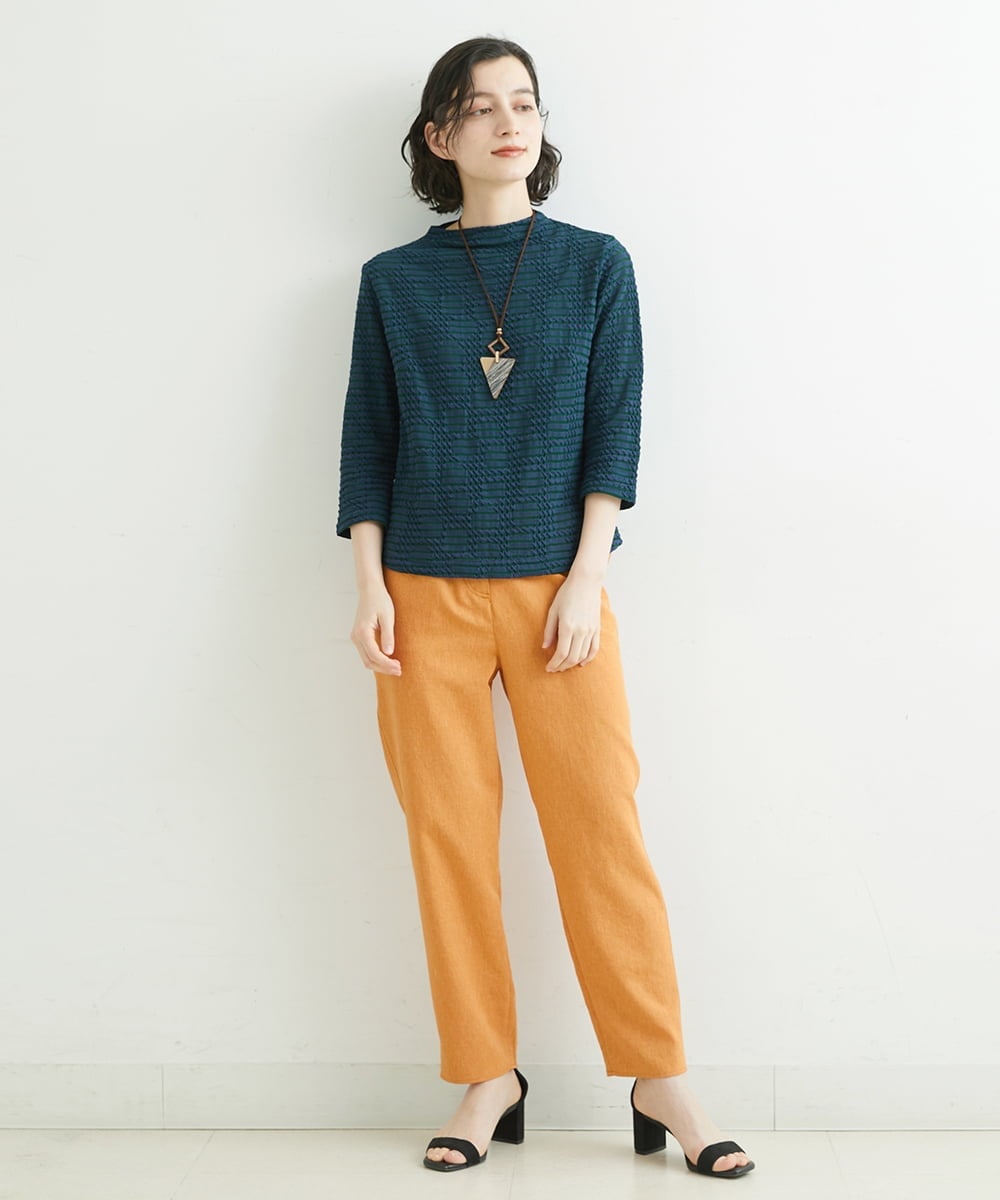 NHLGS01230 GIANNI LO GIUDICE(小さいサイズ)(メゾン ドゥ サンク) [日本製・多機能素材]麻調カルゼテーパードパンツ オレンジ