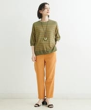 NHLGS01230 GIANNI LO GIUDICE(小さいサイズ)(メゾン ドゥ サンク) [日本製・多機能素材]麻調カルゼテーパードパンツ オレンジ