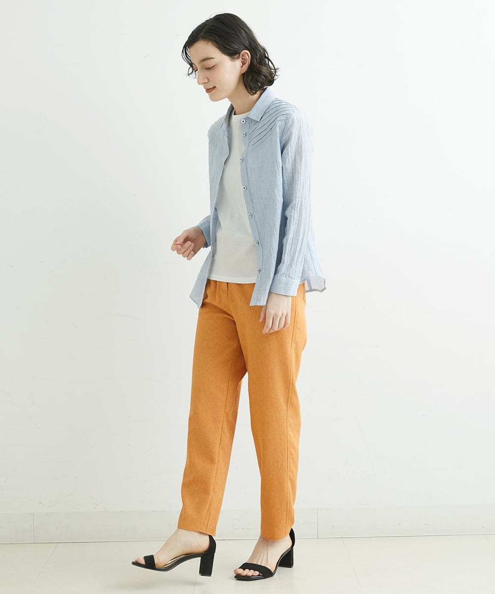 NHLGS01230 GIANNI LO GIUDICE(小さいサイズ)(メゾン ドゥ サンク) [日本製・多機能素材]麻調カルゼテーパードパンツ オレンジ