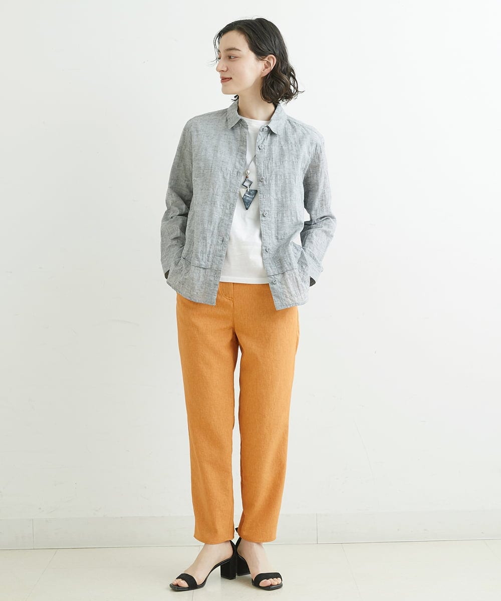 NHLGS01230 GIANNI LO GIUDICE(小さいサイズ)(メゾン ドゥ サンク) [日本製・多機能素材]麻調カルゼテーパードパンツ オレンジ