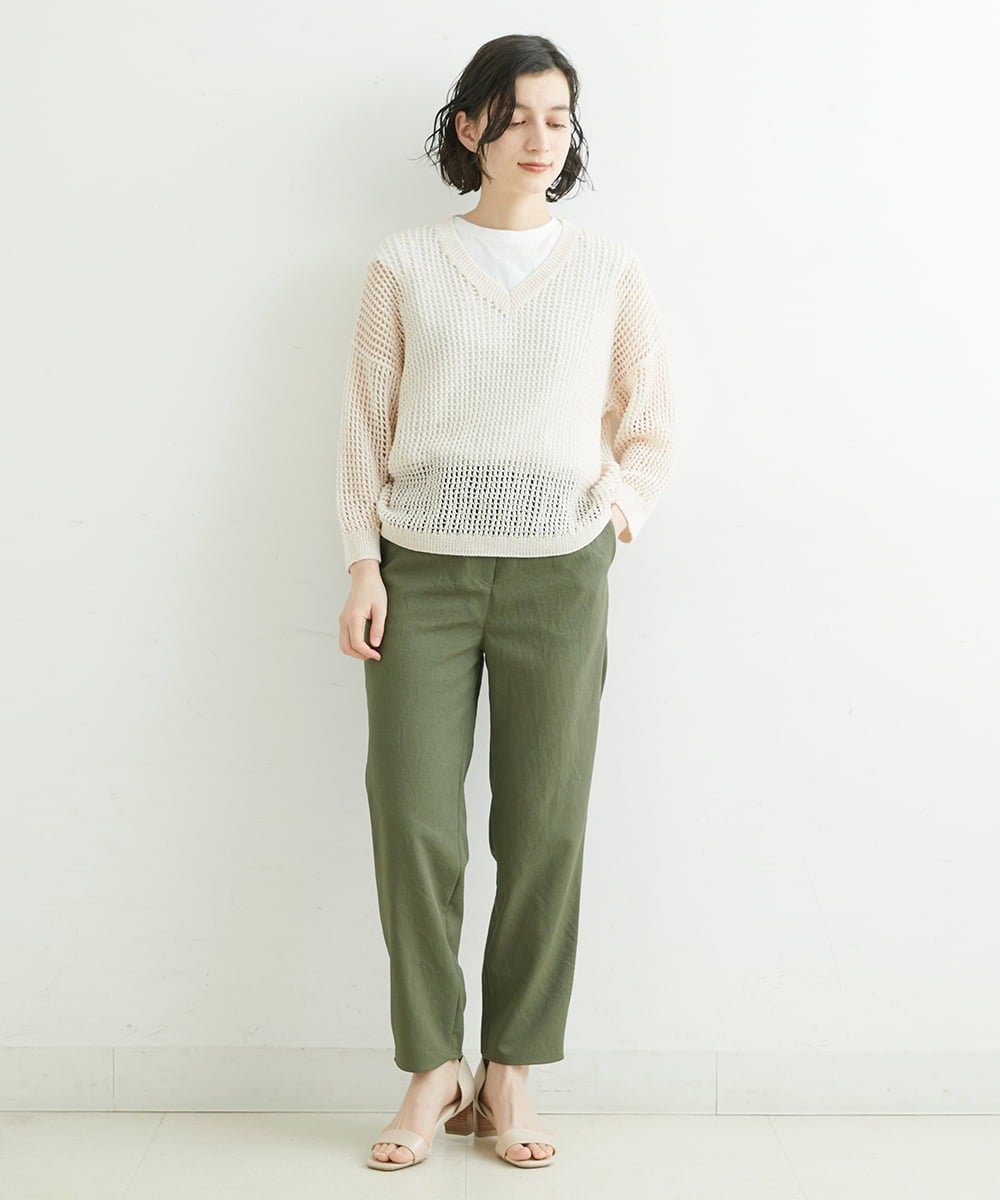 NHLGS01230 GIANNI LO GIUDICE(小さいサイズ)(メゾン ドゥ サンク) [日本製・多機能素材]麻調カルゼテーパードパンツ オレンジ