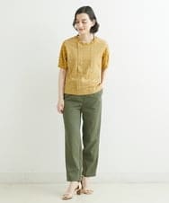 NHLGS01230 GIANNI LO GIUDICE(小さいサイズ)(メゾン ドゥ サンク) [日本製・多機能素材]麻調カルゼテーパードパンツ オレンジ