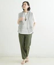 NHLGS01230 GIANNI LO GIUDICE(小さいサイズ)(メゾン ドゥ サンク) [日本製・多機能素材]麻調カルゼテーパードパンツ オレンジ