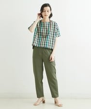 NHLGS01230 GIANNI LO GIUDICE(小さいサイズ)(メゾン ドゥ サンク) [日本製・多機能素材]麻調カルゼテーパードパンツ オレンジ