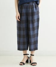 NHLGS10250 GIANNI LO GIUDICE(小さいサイズ)(メゾン ドゥ サンク) 先染めリネンブロックチェックパンツ ネイビー×ブラック
