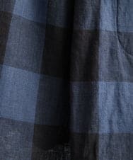 NHLGS10250 GIANNI LO GIUDICE(小さいサイズ)(メゾン ドゥ サンク) 先染めリネンブロックチェックパンツ ネイビー×ブラック