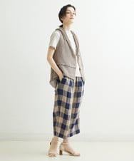 NHLGS10250 GIANNI LO GIUDICE(小さいサイズ)(メゾン ドゥ サンク) 先染めリネンブロックチェックパンツ ネイビー×ブラック