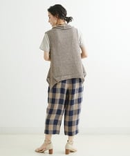 NHLGS10250 GIANNI LO GIUDICE(小さいサイズ)(メゾン ドゥ サンク) 先染めリネンブロックチェックパンツ ネイビー×ブラック