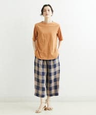 NHLGS10250 GIANNI LO GIUDICE(小さいサイズ)(メゾン ドゥ サンク) 先染めリネンブロックチェックパンツ ネイビー×ブラック