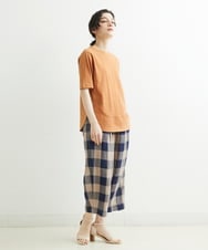 NHLGS10250 GIANNI LO GIUDICE(小さいサイズ)(メゾン ドゥ サンク) 先染めリネンブロックチェックパンツ ネイビー×ブラック