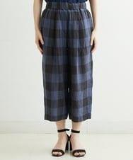 NHLGS10250 GIANNI LO GIUDICE(小さいサイズ)(メゾン ドゥ サンク) 先染めリネンブロックチェックパンツ ネイビー×ブラック
