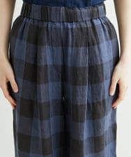 NHLGS10250 GIANNI LO GIUDICE(小さいサイズ)(メゾン ドゥ サンク) 先染めリネンブロックチェックパンツ ネイビー×ブラック