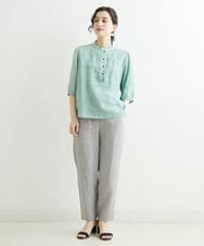 NHLGS44230 GIANNI LO GIUDICE(小さいサイズ)(メゾン ドゥ サンク) [洗える]リネンタンブラーテーパードパンツ グレー