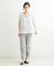 NHLGS44230 GIANNI LO GIUDICE(小さいサイズ)(メゾン ドゥ サンク) [洗える]リネンタンブラーテーパードパンツ グレー