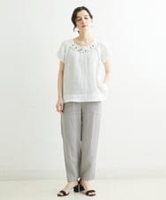NHLGS44230 GIANNI LO GIUDICE(小さいサイズ)(メゾン ドゥ サンク) [洗える]リネンタンブラーテーパードパンツ グレー